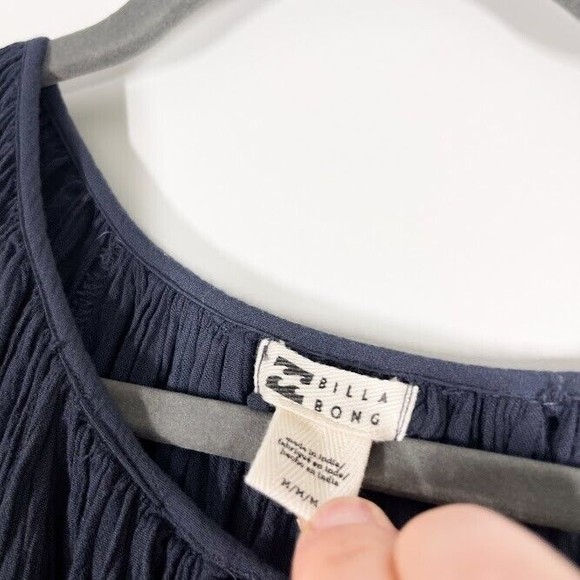 Billabong Gypset Mini‎ Dress Womens Floral Pleasant Long Sleeve Tunic Blue Small - Picture 4 of 10